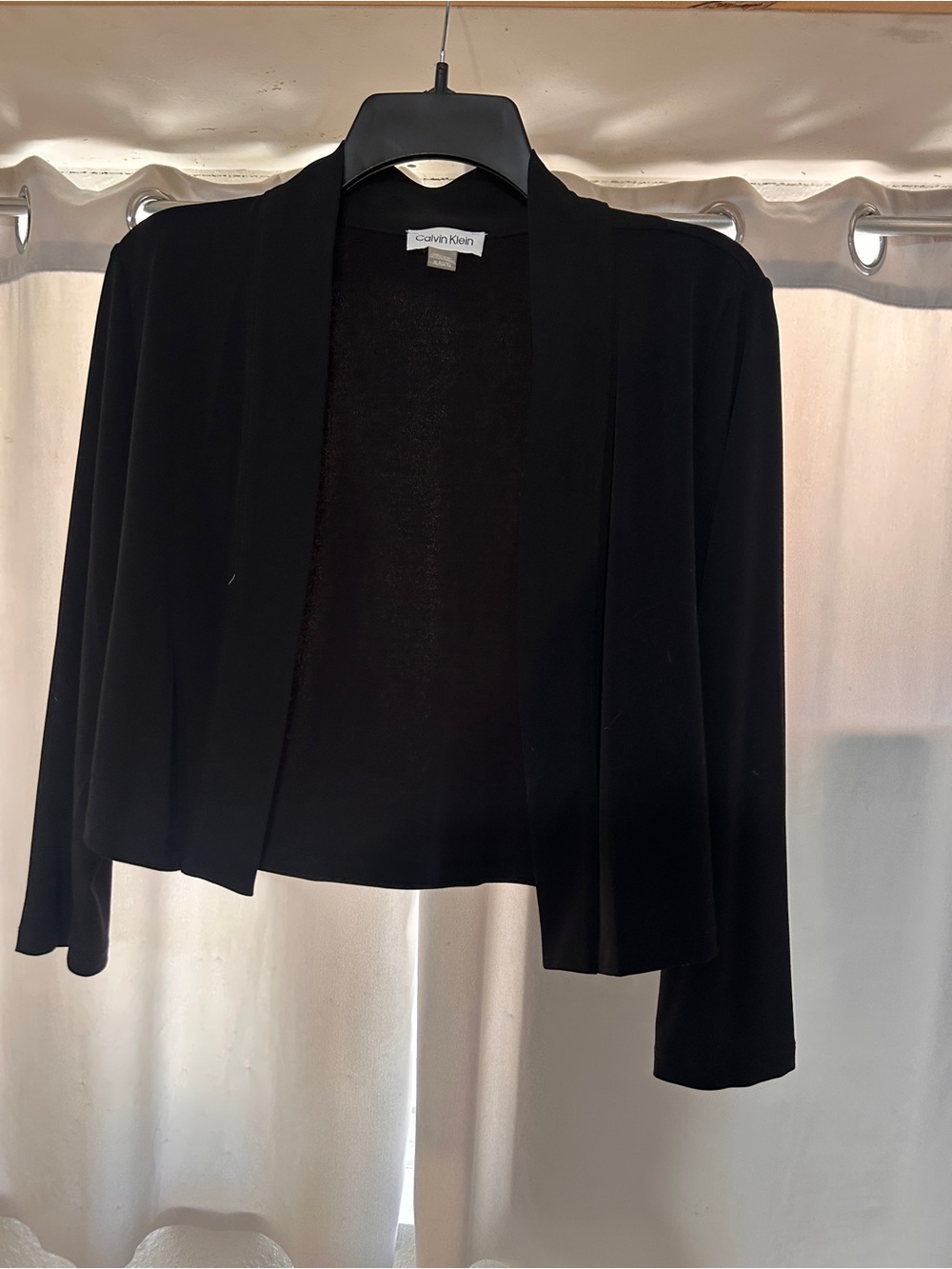 Calvin Klein Black Shimmer Open-Front Top